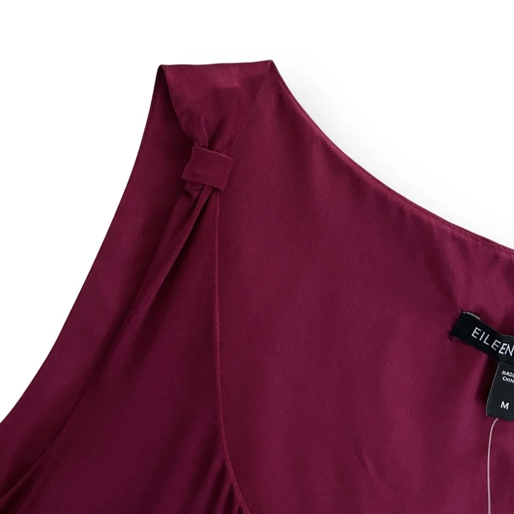 Eileen Fisher Women Med M Hibiscus Red Stretch Silk Charmeuse Sleeveless Top NWT - Picture 8 of 14